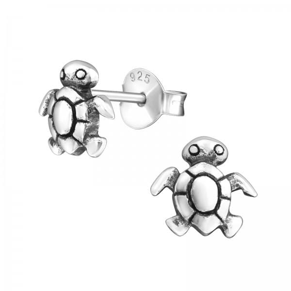 Silver Turtle Stud Earrings