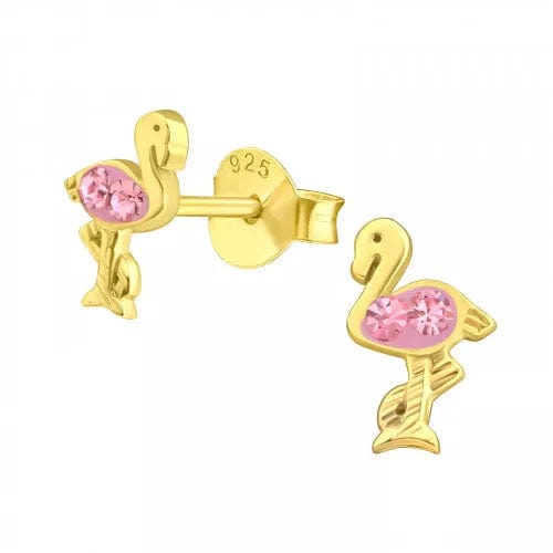 Kids Silver Flamingo Stud Earrings