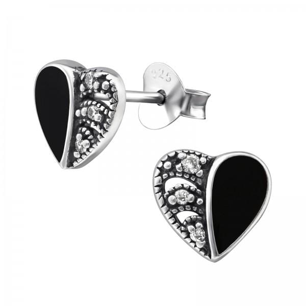 Silver Heart Stud Earrings