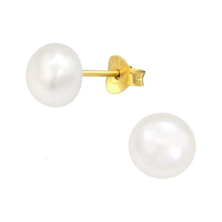 Gold Fresh Water Pearl Stud Earrings