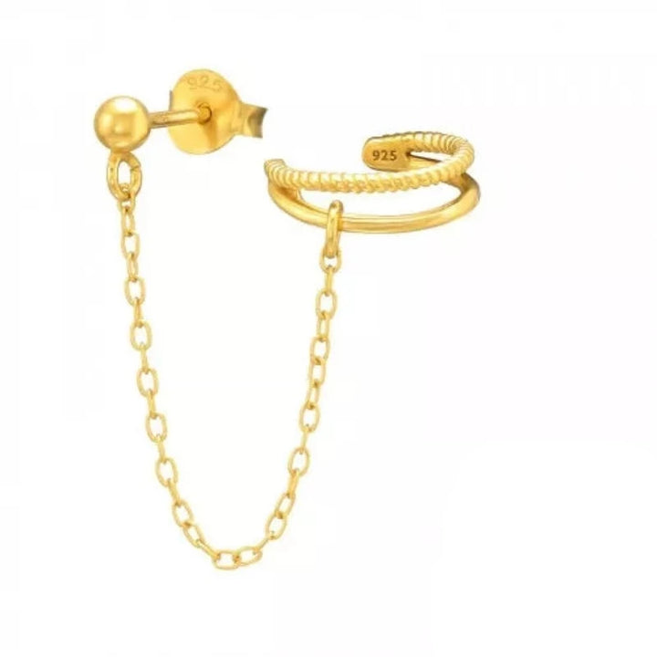 Gold Double Ear Cuff Ball Earring