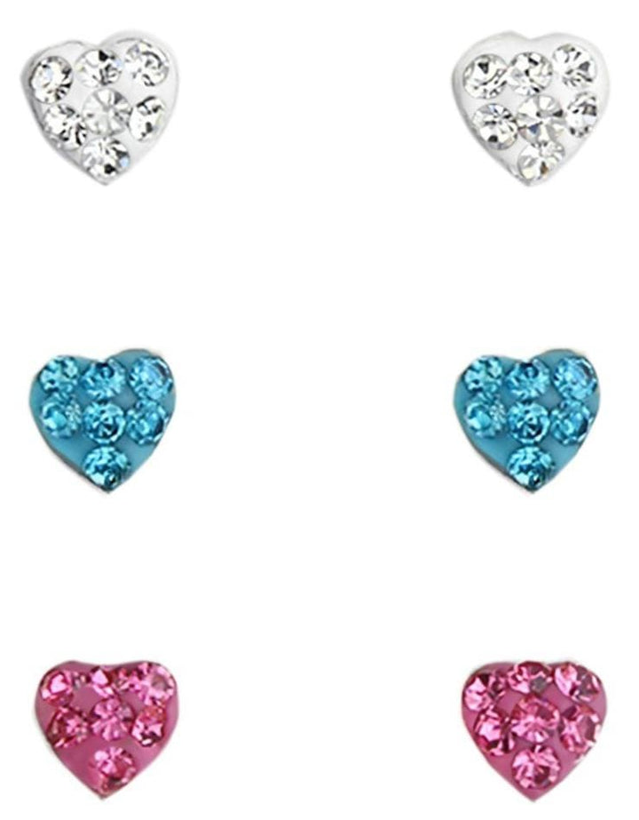 Kids Sterling Silver Crystal Heart Set