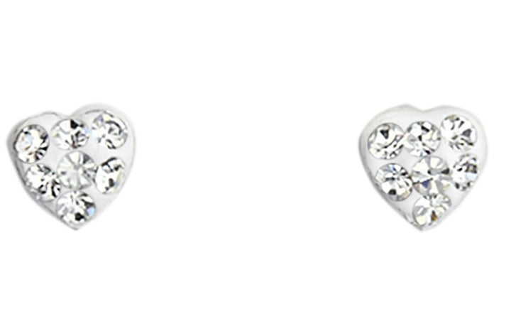 Kids Sterling Silver Crystal Heart Set