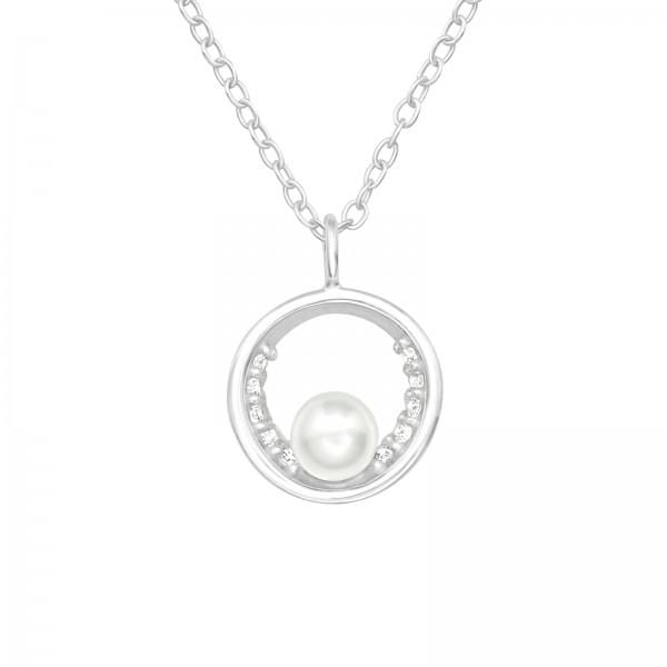 Silver Pearl Circle Necklace