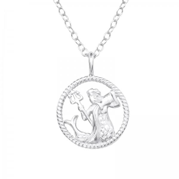 Silver Aquarius Zodiac Sign Necklace