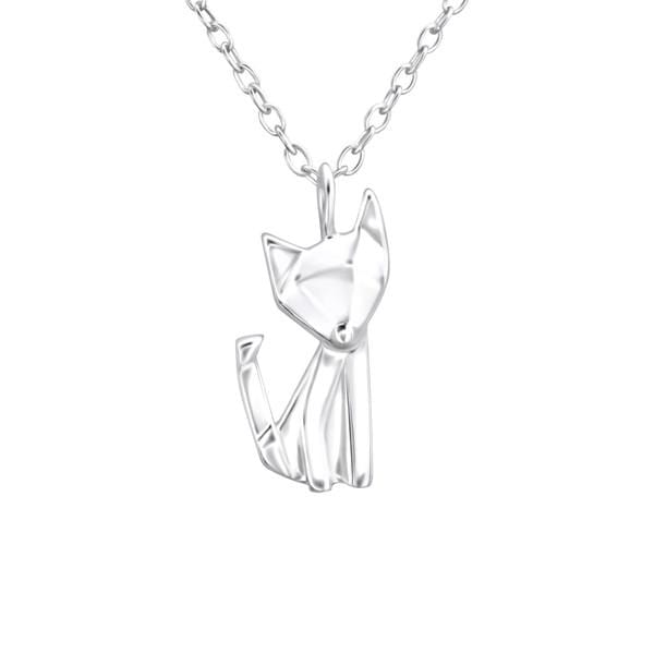 Silver Origami Fox Necklace