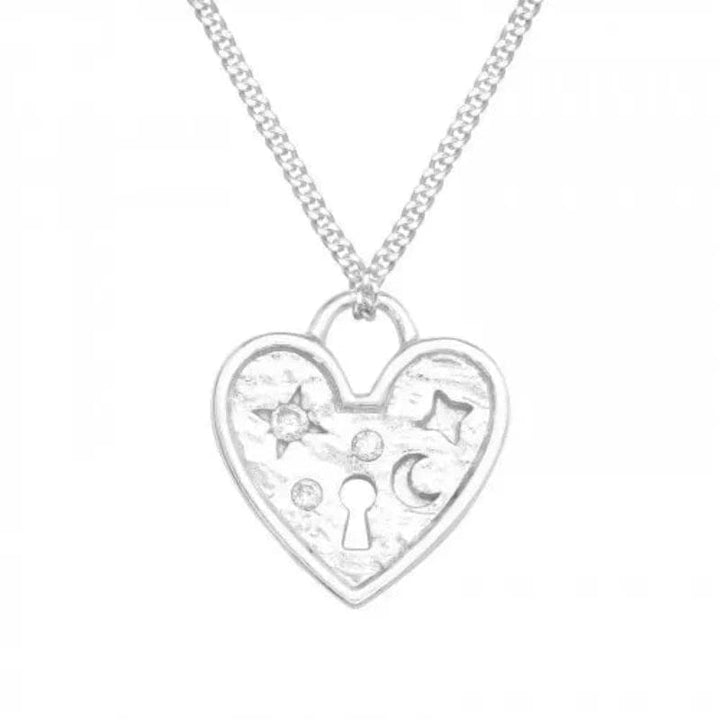 Silver Heart Necklace with Cubic Zirconia