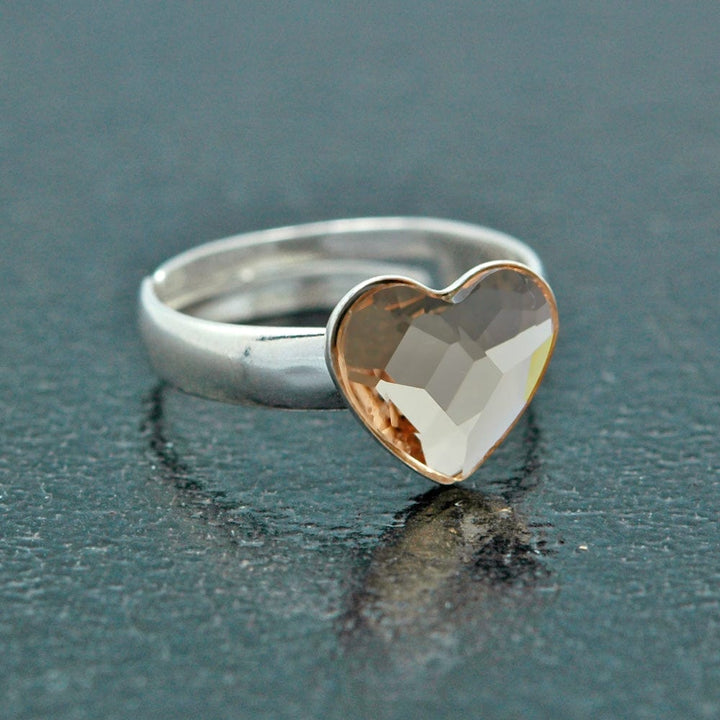 Silver Heart Light Silk Ring