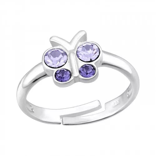 Kids Silver Butterfly Adjustable Ring