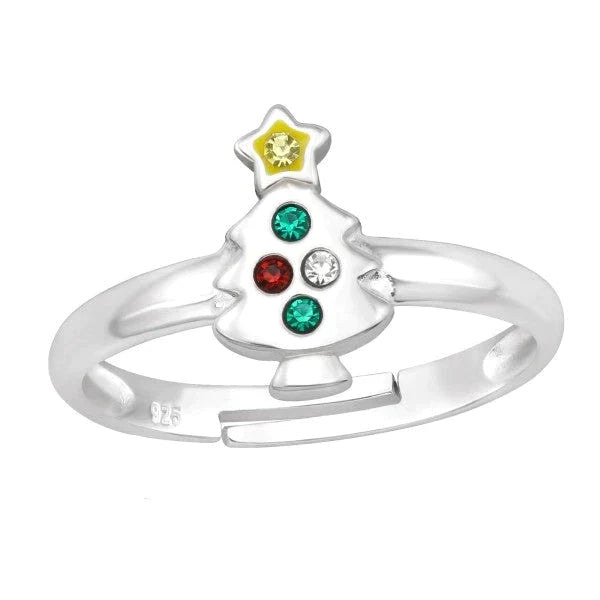 Kids Silver Christmas Tree Ring