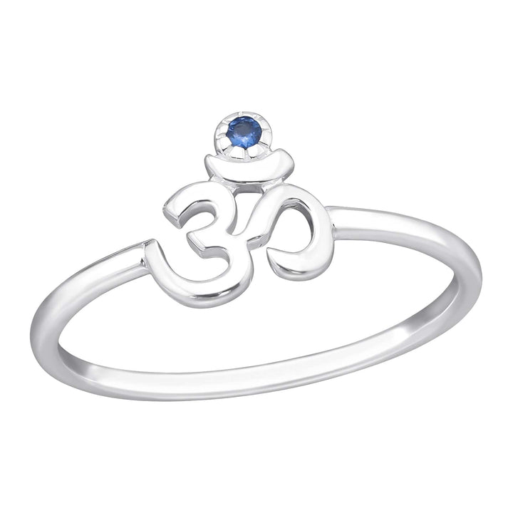 Silver Om Symbol Cubic Zirconia Ring