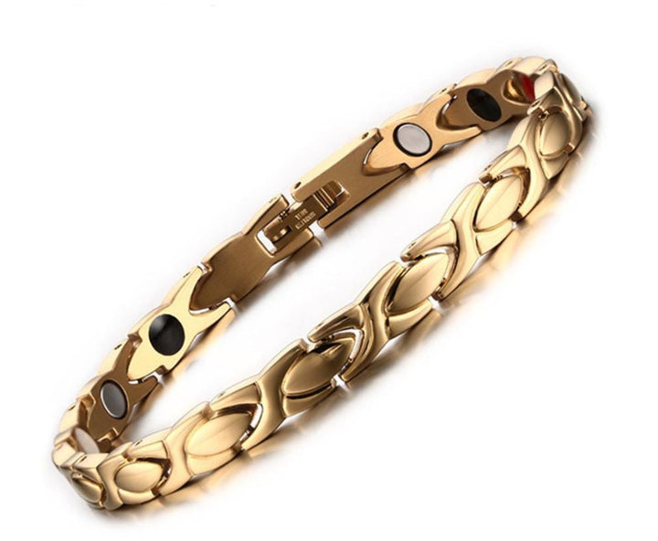 Stainless Steel Gold Mens Magnetic Bracelet