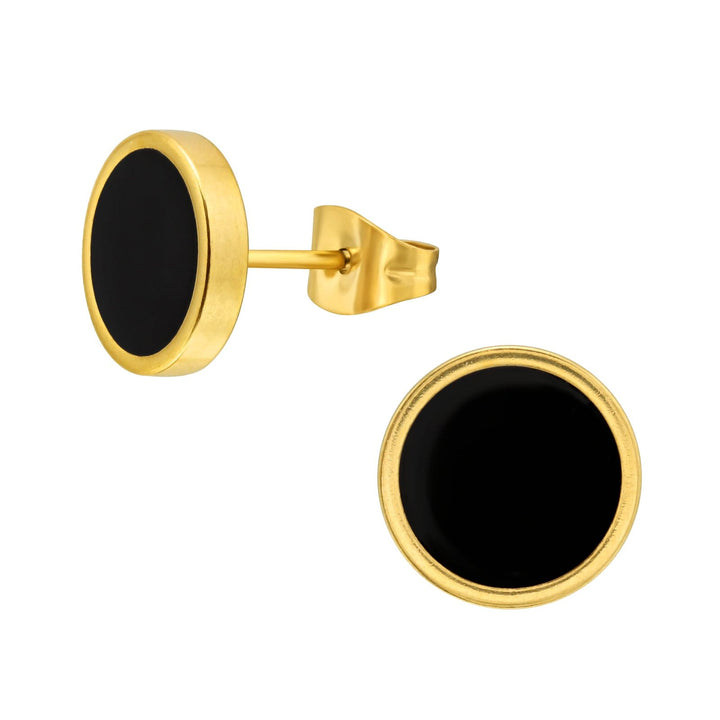 Gold Steel Round Ear Studs