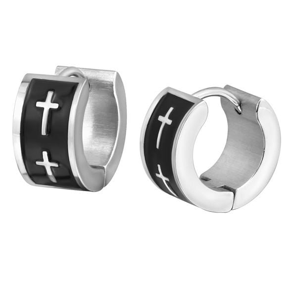 Huggie Hoop Cross Earrings