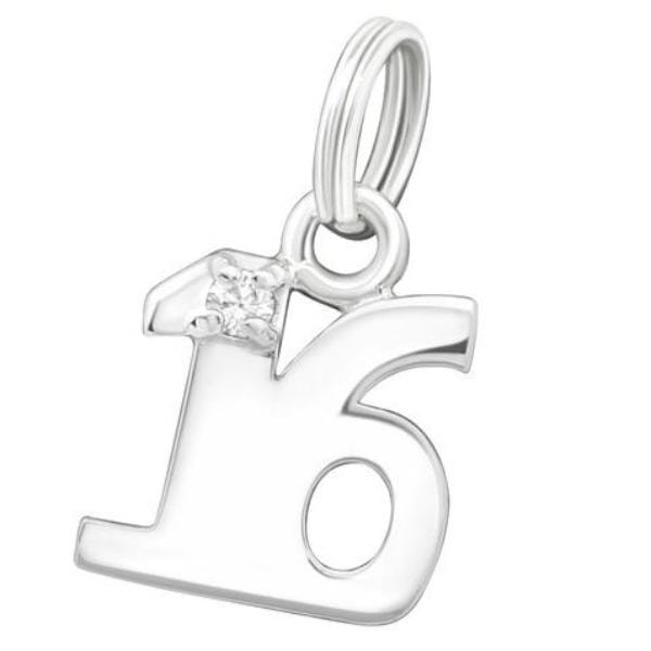 Silver "16" Charm