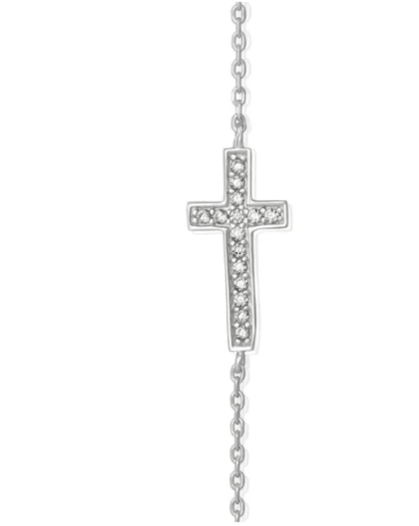 Silver Cross Cubic Zirconia Adjustable bracelet