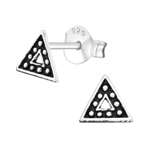 Silver Triangle Stud Earrings