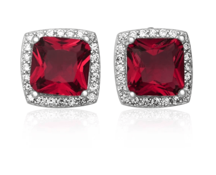 Cushion Cut Halo CZ Post Earrings