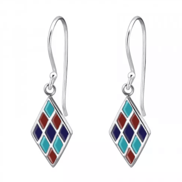 Sterling Silver Diamond Shape Earrings