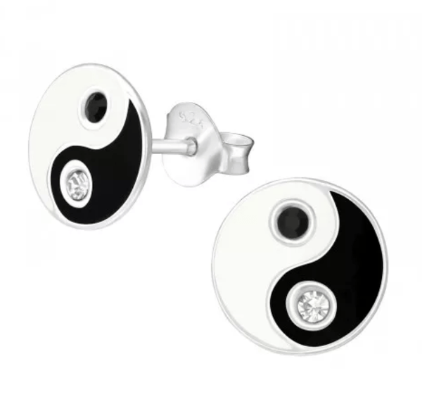 Kids Silver Yin-Yang Stud Earrings