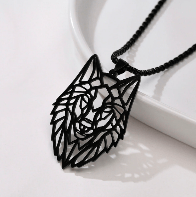 Wolf Black Necklace for Men