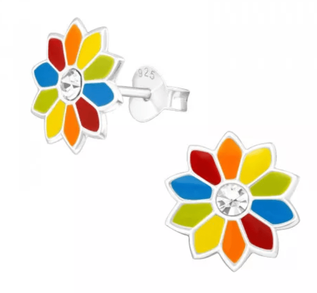 Kids Silver Flower Stud Earrings