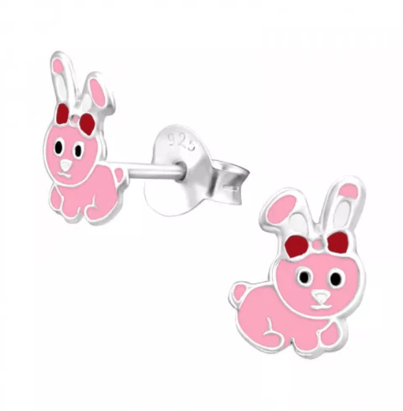 Kids Silver Rabbit Stud Earrings