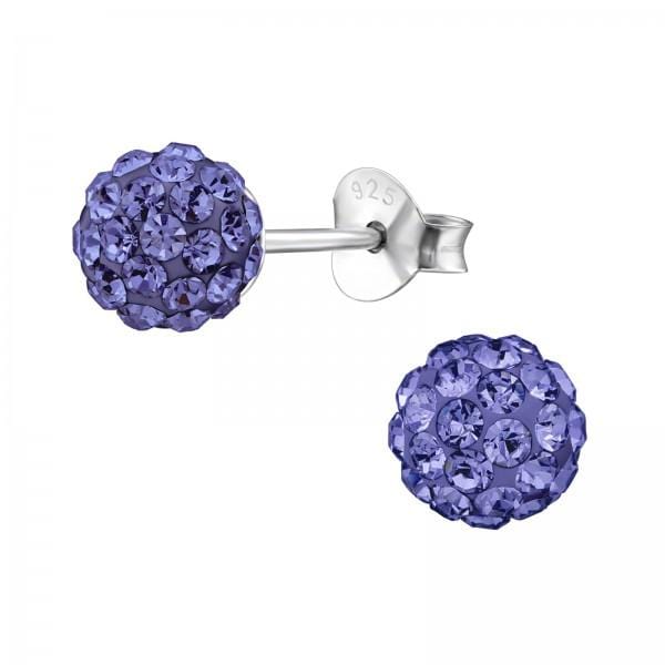 Silver Crystal Ball Stud Earrings