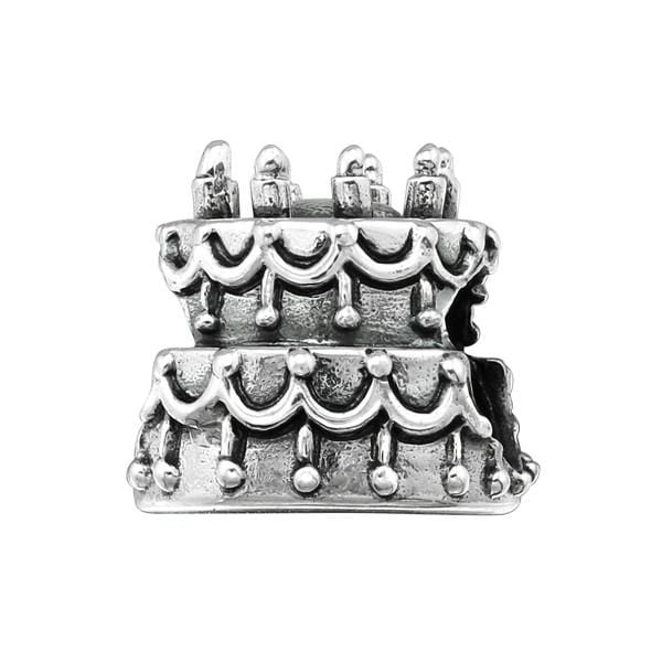 Silver Cake Charm Bead