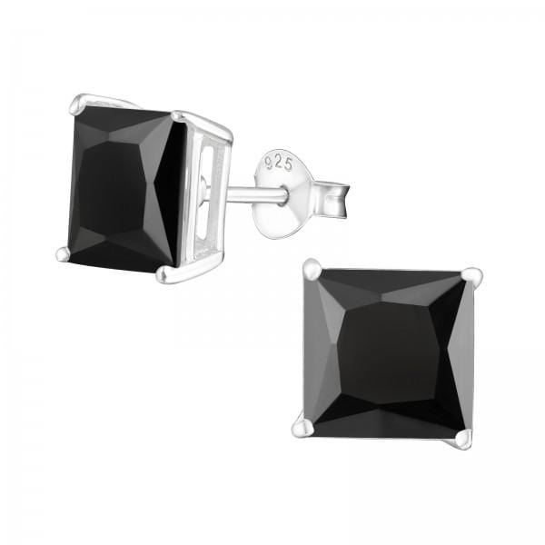 Silver Square 8mm Stud Earrings