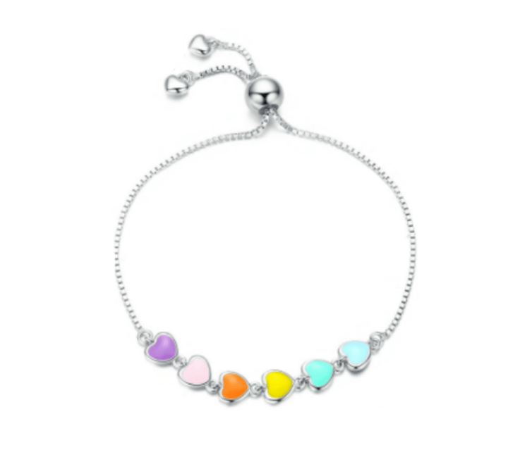 Enamel Silver Heart Bracelet