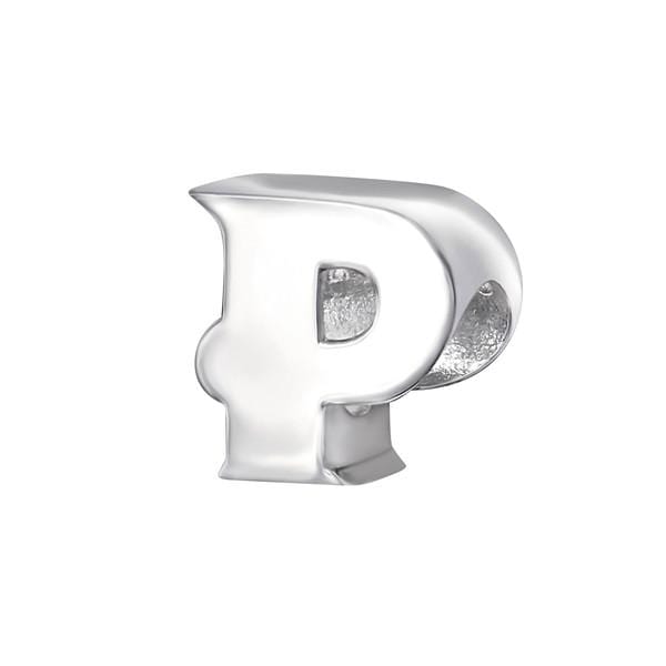 Silver "P" Charm Bead