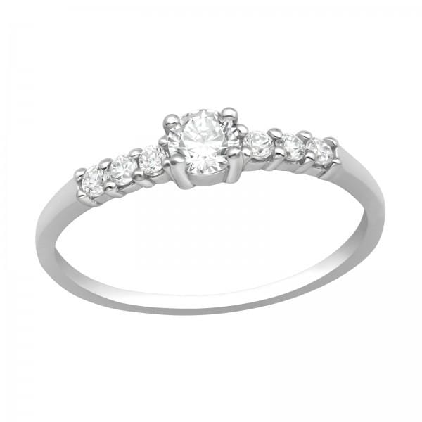 Silver Solitaire Engagement Ring