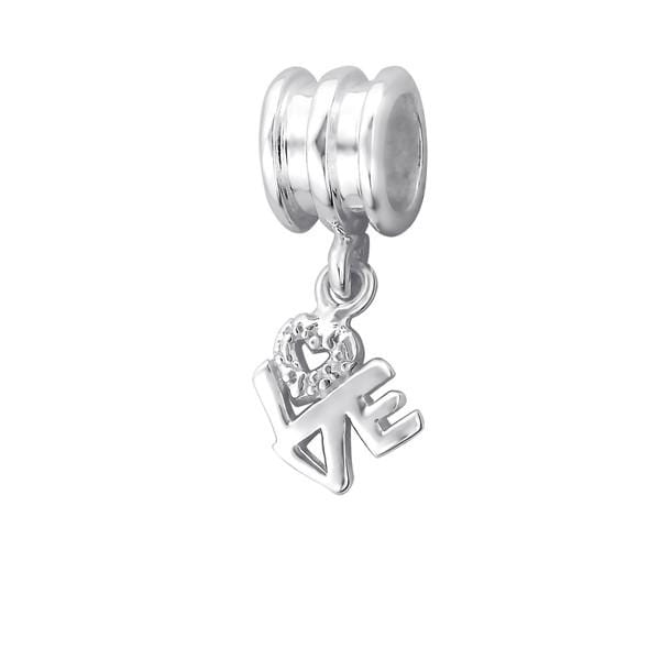 Silver Hanging Love Charm Bead