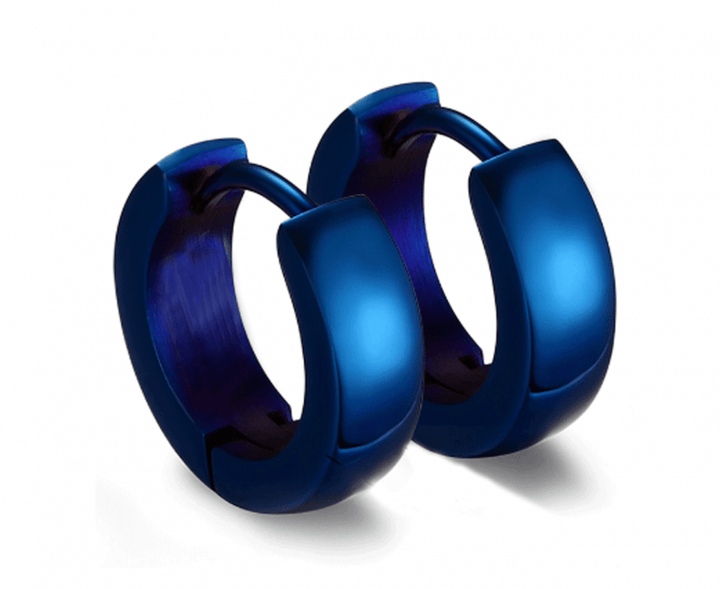 Stainless Steel Mens Hoop Earrings Blue